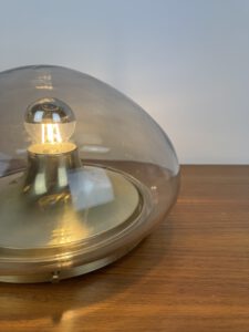 Vintage Doria Leuchten Smoked Glass Ceiling Light