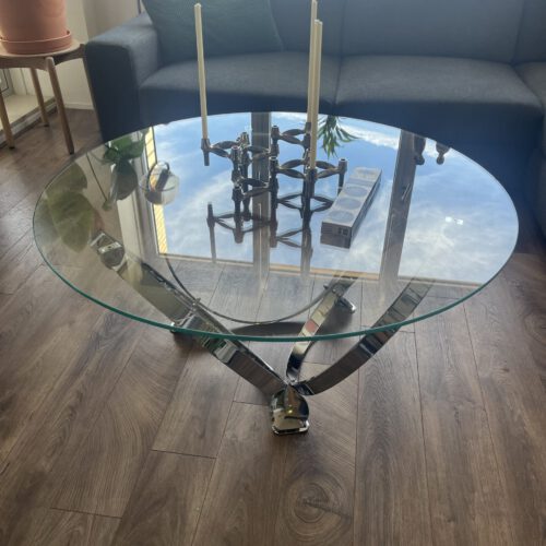 Space Age Coffee Table, Knut Hesterberg, Chrome, Glass