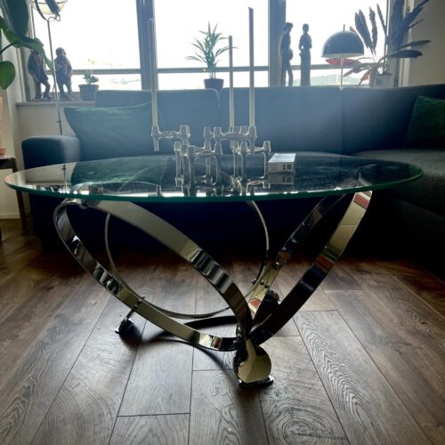 Space Age Coffee Table, Knut Hesterberg, Chrome, Glass