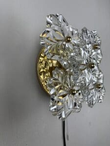 Wall Lamp with Five Glass Flowers, Solken Leuchten, Germany, 1970s