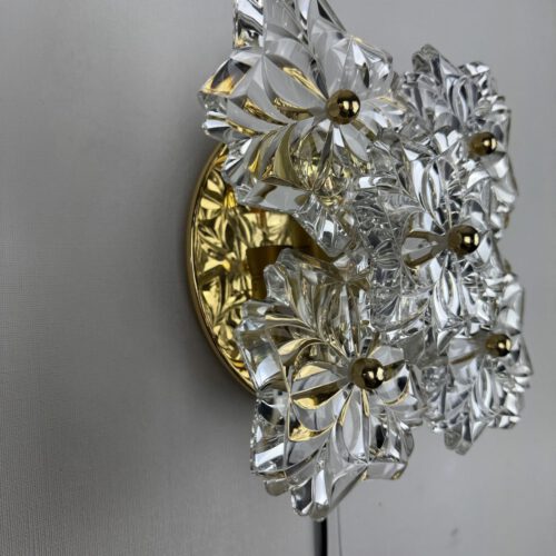 Wall Lamp with Five Glass Flowers, Solken Leuchten, Germany, 1970s
