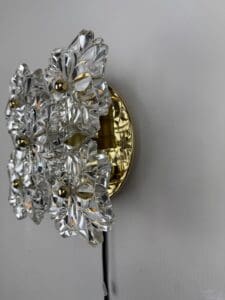 Wall Lamp with Five Glass Flowers, Solken Leuchten, Germany, 1970s