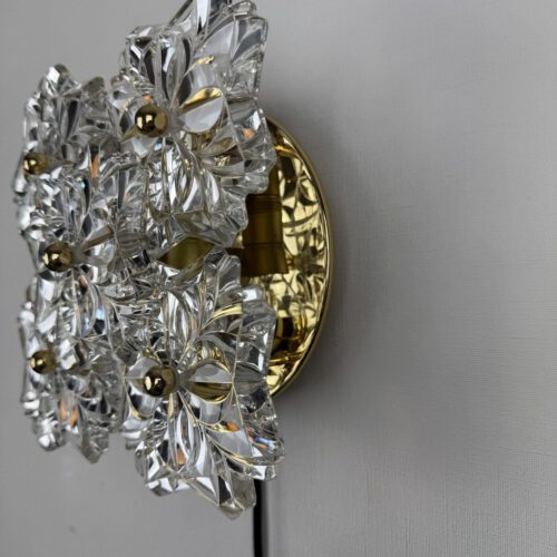 Wall Lamp with Five Glass Flowers, Solken Leuchten, Germany, 1970s