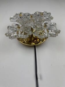 Wall Lamp with Five Glass Flowers, Solken Leuchten, Germany, 1970s
