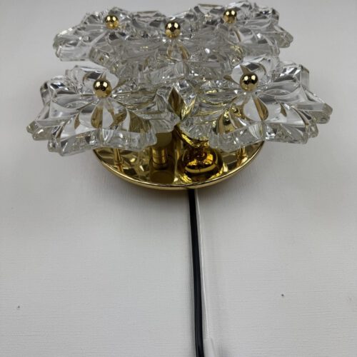 Wall Lamp with Five Glass Flowers, Solken Leuchten, Germany, 1970s