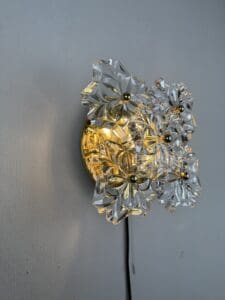 Wall Lamp with Five Glass Flowers, Solken Leuchten, Germany, 1970s