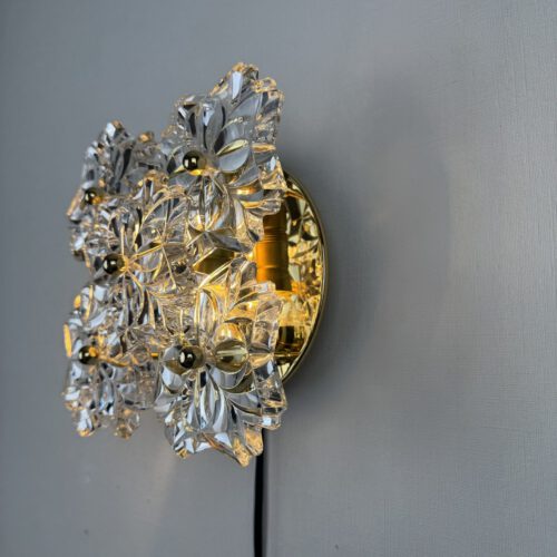 Wall Lamp with Five Glass Flowers, Solken Leuchten, Germany, 1970s