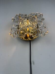 Wall Lamp with Five Glass Flowers, Solken Leuchten, Germany, 1970s