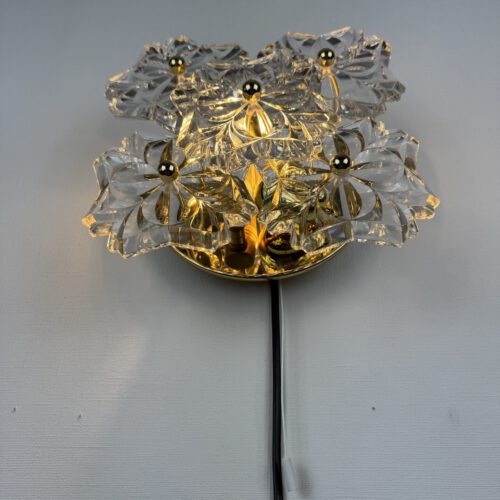 Wall Lamp with Five Glass Flowers, Solken Leuchten, Germany, 1970s