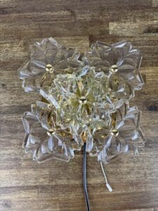 Wall Lamp with Five Glass Flowers, Solken Leuchten, Germany, 1970s