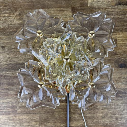 Wall Lamp with Five Glass Flowers, Solken Leuchten, Germany, 1970s