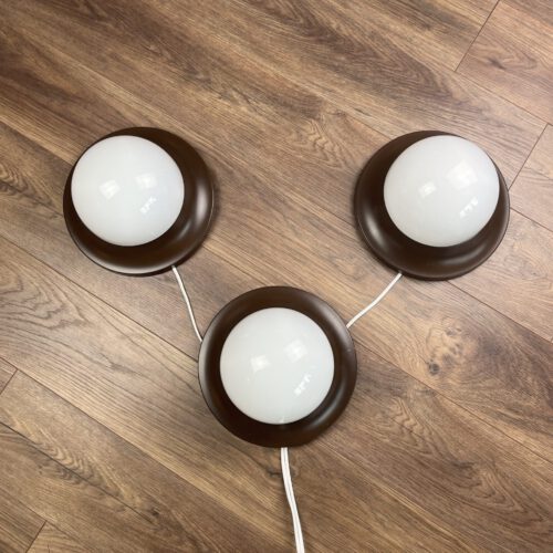 Set of 3 Mushroom Wall / Ceiling Lamps, Europe, 1980s