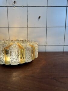 Vintage Textured Glass Ceiling Lamp, Europe, 1970s