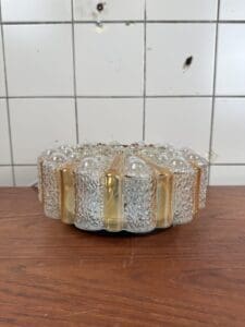 Vintage Textured Glass Ceiling Lamp, Europe, 1970s