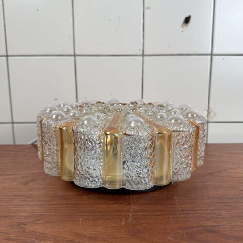 Vintage Textured Glass Ceiling Lamp, Europe, 1970s