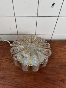Vintage Textured Glass Ceiling Lamp, Europe, 1970s
