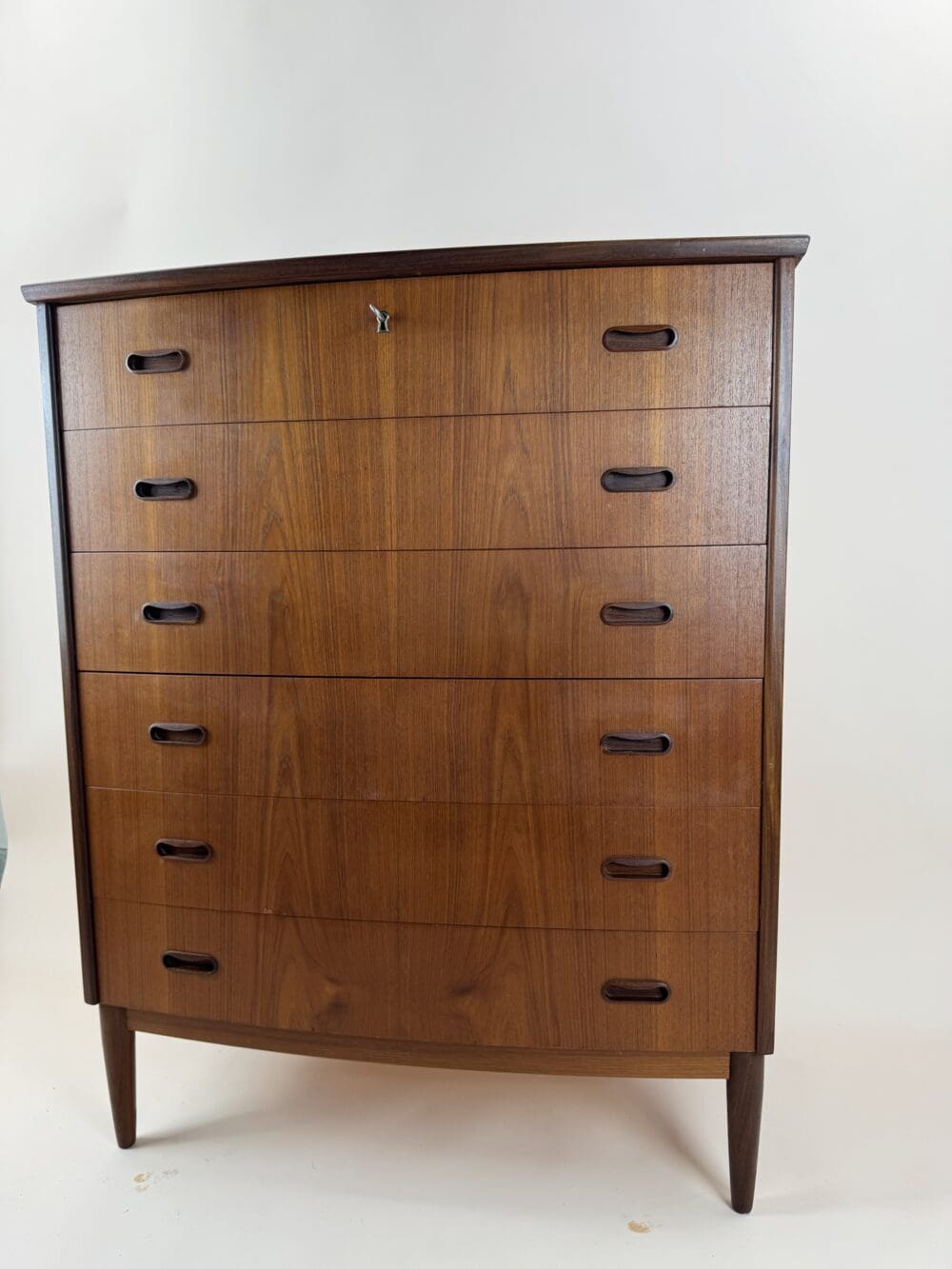 Danish Teak Bow-Front Chest of Drawers