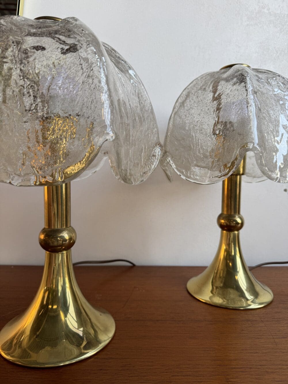 Vintage Brass & Ice Glass Table Lamp