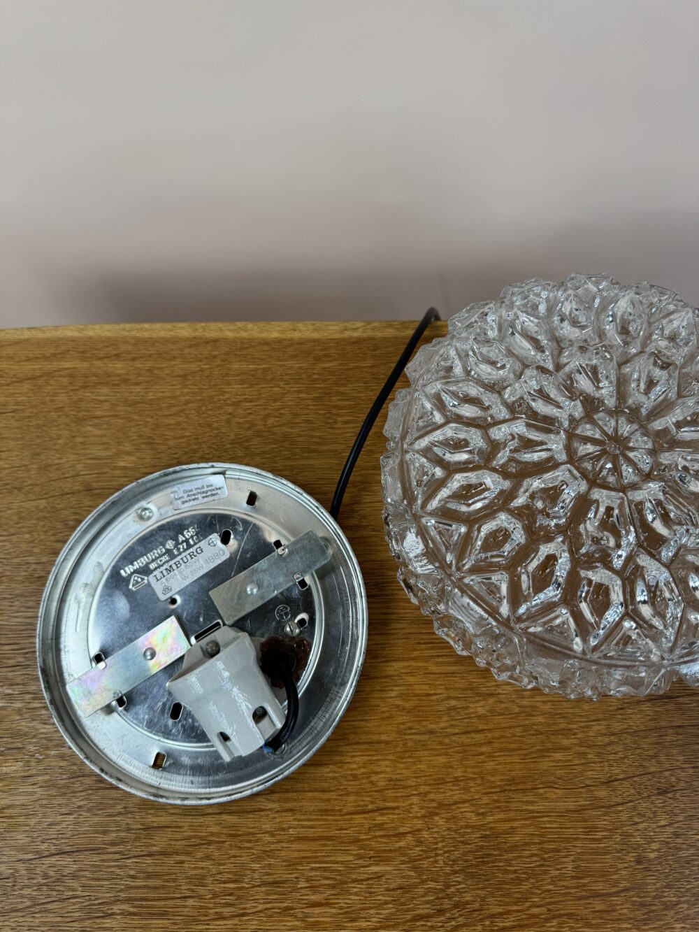 Glashütte Limburg A664 Wall or Ceiling Lamp – Brutalist Crystal Elegance