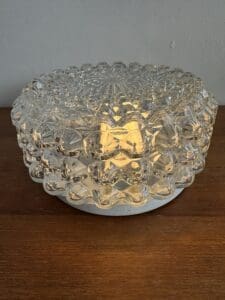 Vintage Glass Flush Mount Ceiling Light – Diamond Textured Brilliance