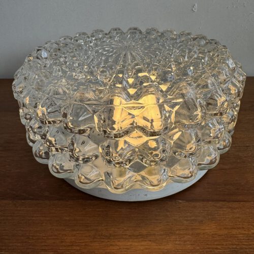 Vintage Glass Flush Mount Ceiling Light – Diamond Textured Brilliance