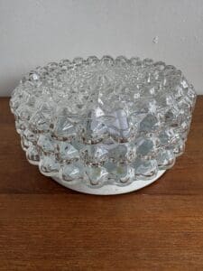 Vintage Glass Flush Mount Ceiling Light – Diamond Textured Brilliance