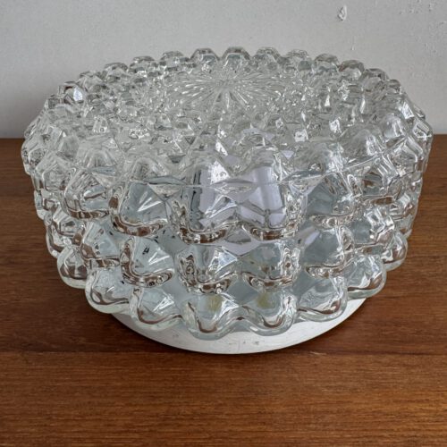 Vintage Glass Flush Mount Ceiling Light – Diamond Textured Brilliance
