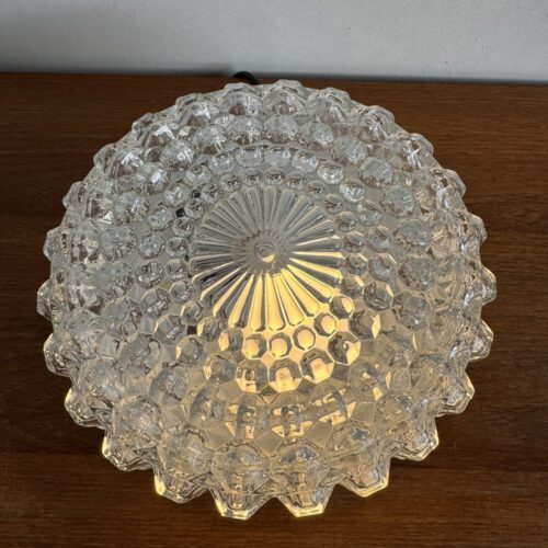 Vintage Glass Flush Mount Ceiling Light – Diamond Textured Brilliance