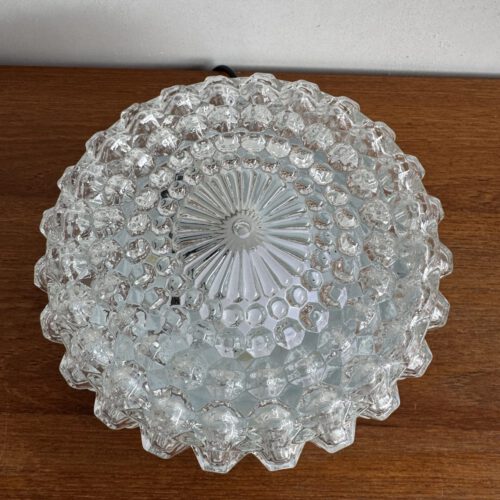Vintage Glass Flush Mount Ceiling Light – Diamond Textured Brilliance