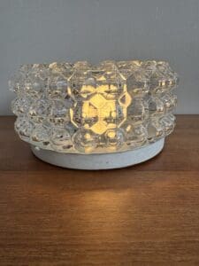 Vintage Glass Flush Mount Ceiling Light – Diamond Textured Brilliance