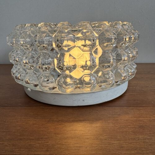 Vintage Glass Flush Mount Ceiling Light – Diamond Textured Brilliance