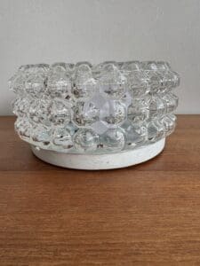 Vintage Glass Flush Mount Ceiling Light – Diamond Textured Brilliance