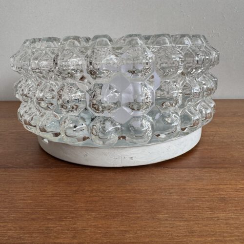 Vintage Glass Flush Mount Ceiling Light – Diamond Textured Brilliance