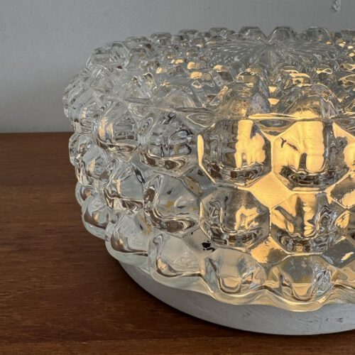 Vintage Glass Flush Mount Ceiling Light – Diamond Textured Brilliance