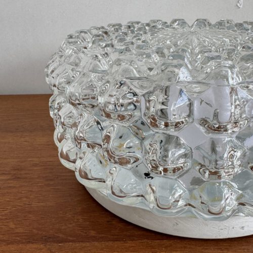 Vintage Glass Flush Mount Ceiling Light – Diamond Textured Brilliance
