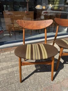Set of 4 Danish Mid-Century Dining Chairs – Original Upholstery & Sculptural Teak