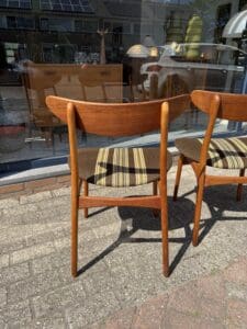 Set of 4 Danish Mid-Century Dining Chairs – Original Upholstery & Sculptural Teak