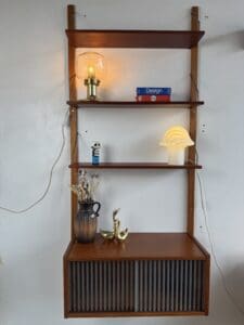 Vintage Modular Wall Unit – Danish Design in Teak with Brass Details