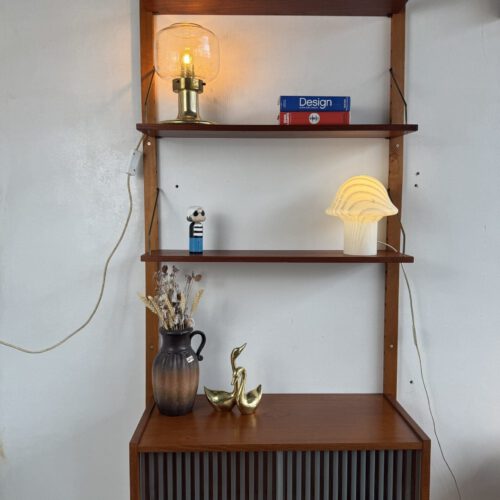 Vintage Modular Wall Unit – Danish Design in Teak with Brass Details
