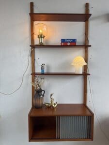 Vintage Modular Wall Unit – Danish Design in Teak with Brass Details