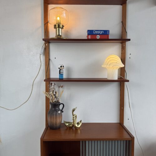 Vintage Modular Wall Unit – Danish Design in Teak with Brass Details