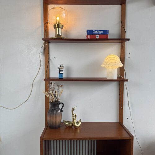Vintage Modular Wall Unit – Danish Design in Teak with Brass Details