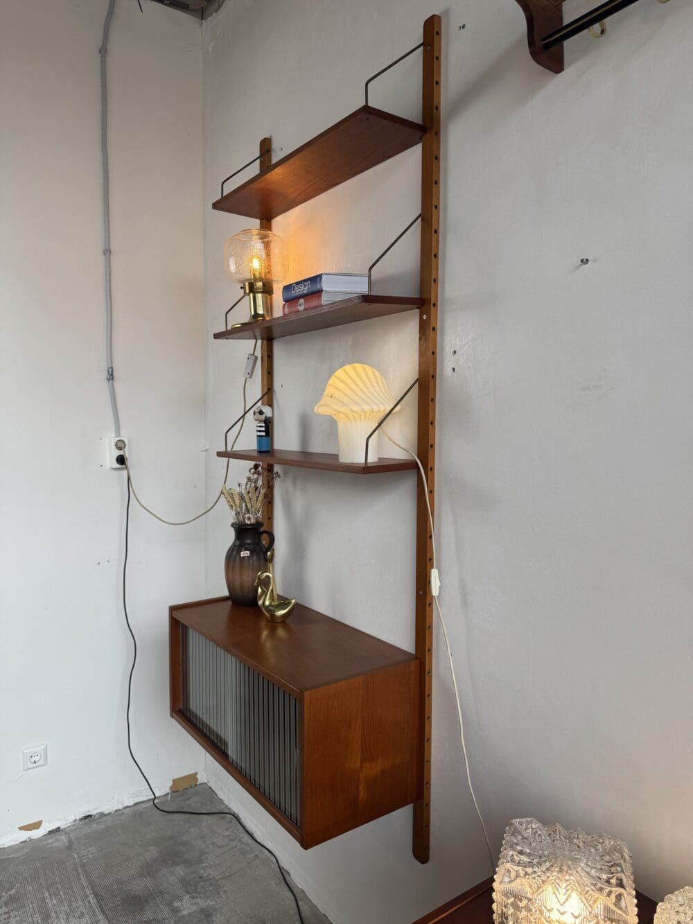 Vintage Modular Wall Unit – Danish Design in Teak with Brass Details
