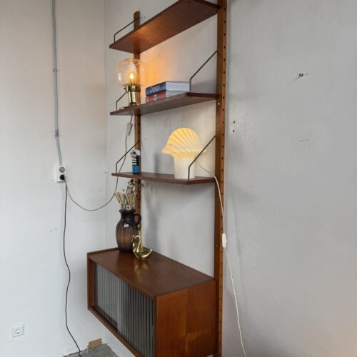 Vintage Modular Wall Unit – Danish Design in Teak with Brass Details