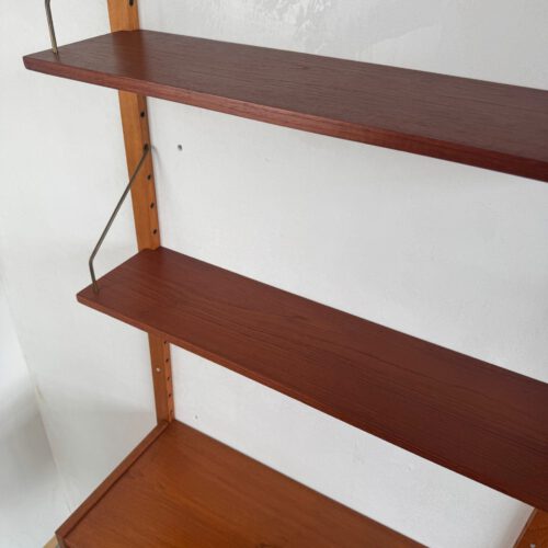 Vintage Modular Wall Unit – Danish Design in Teak with Brass Details