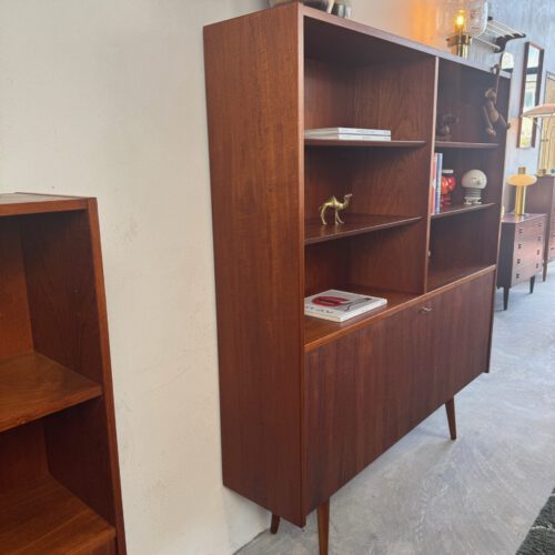 Hundevad & Co Teak Bookcase with Drop-Front Cabinet – Danish Functional Design