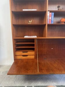 Hundevad & Co Teak Bookcase with Drop-Front Cabinet – Danish Functional Design