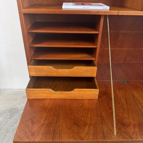 Hundevad & Co Teak Bookcase with Drop-Front Cabinet – Danish Functional Design