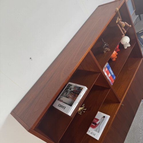 Hundevad & Co Teak Bookcase with Drop-Front Cabinet – Danish Functional Design