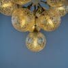 Stunning 1970s Brass & Amber Bubble Glass Chandelier – Space Age Elegance